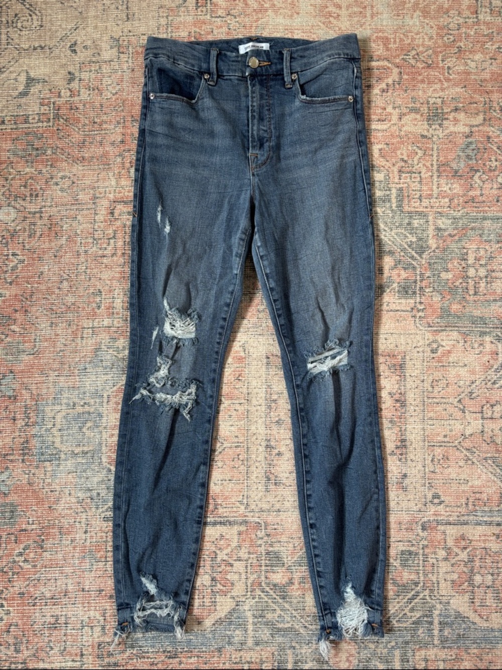 Good American Good Waist Ripped Skinny Jeans Size 6/28